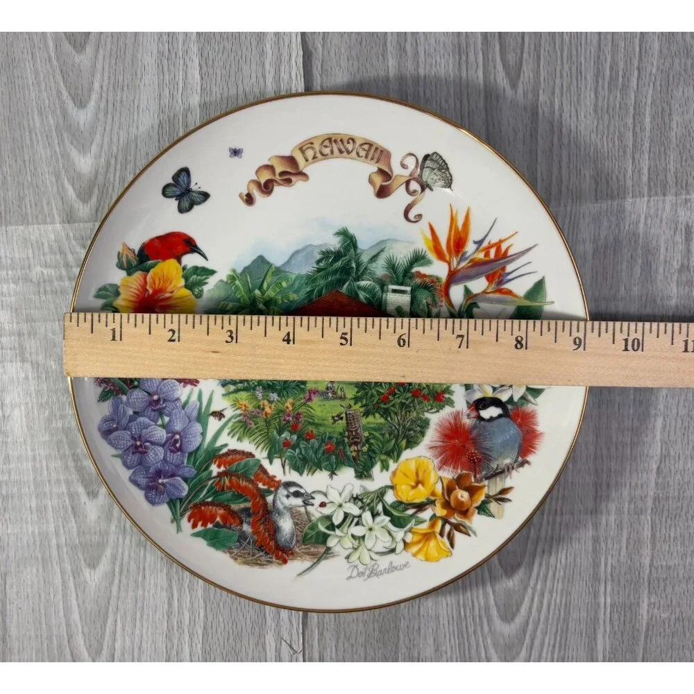 RECO 1988 By Dot Barlowe Plate Gardens flowers floral set x 7 made in USA